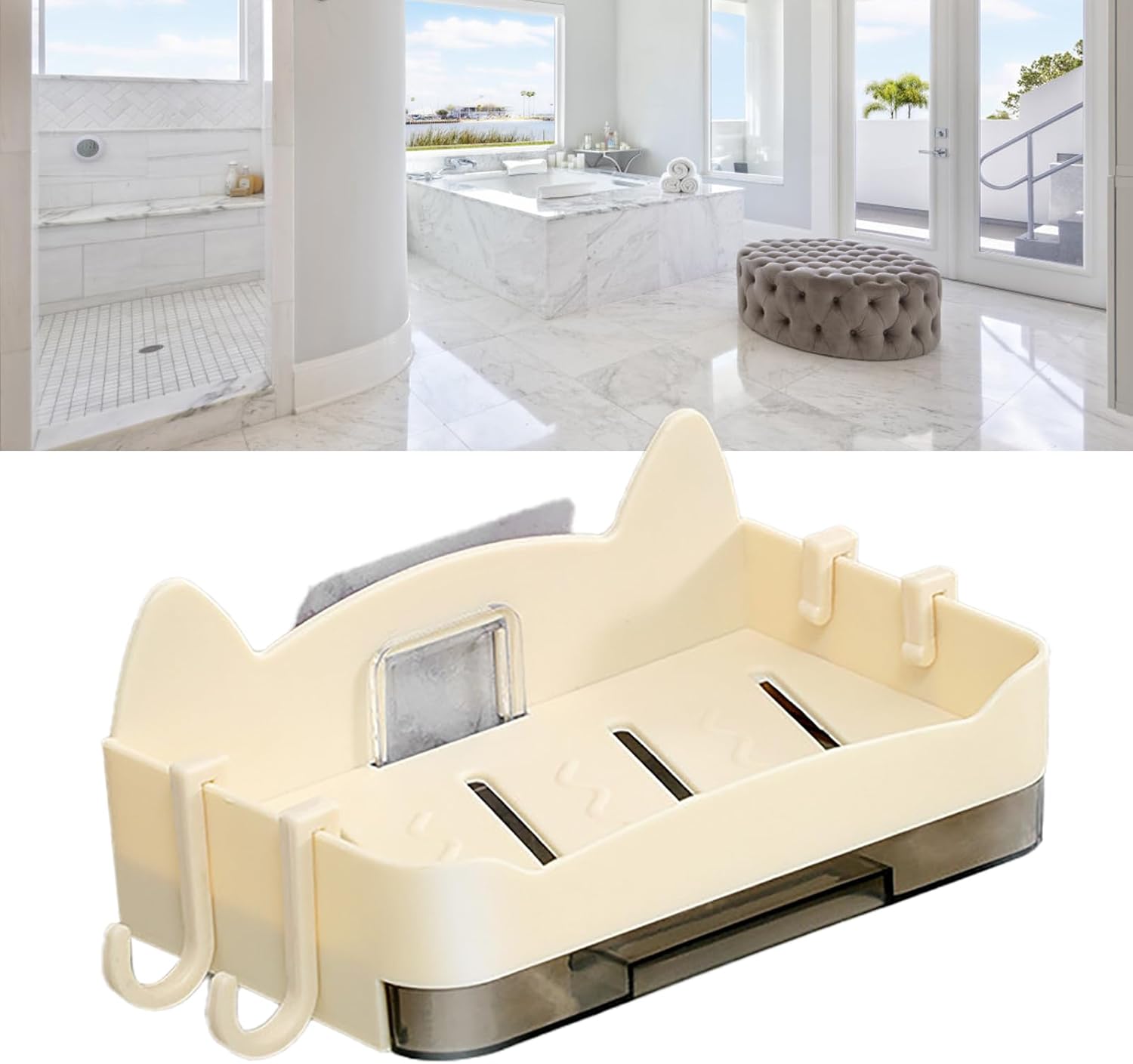 WITHO Wall Mounted Soap Holder - HoleFree Square Design - Space Saving Bathroom Accessory