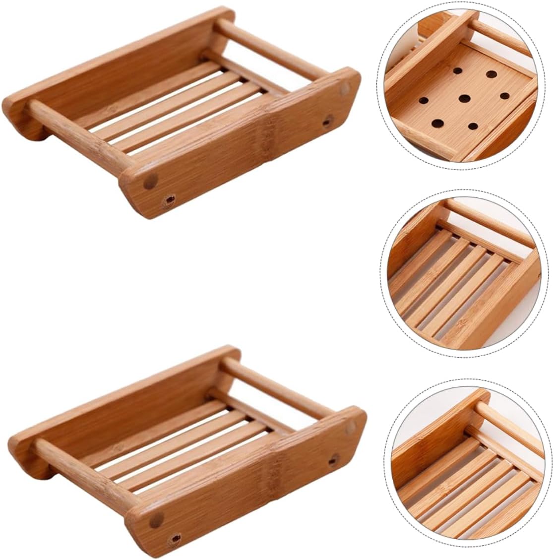 BRIGHTFUFU Bamboo Sink Soap Holder Draining Tray
