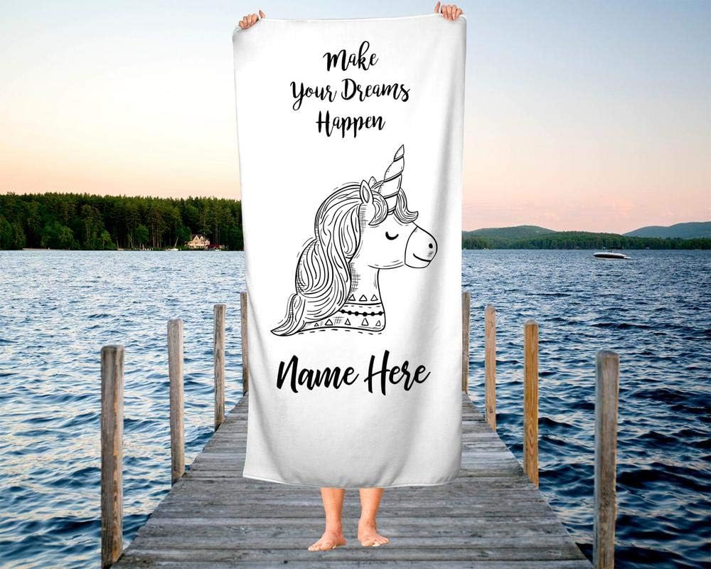 Personalized Unicorn Dreams Extra Large Towel for Kids