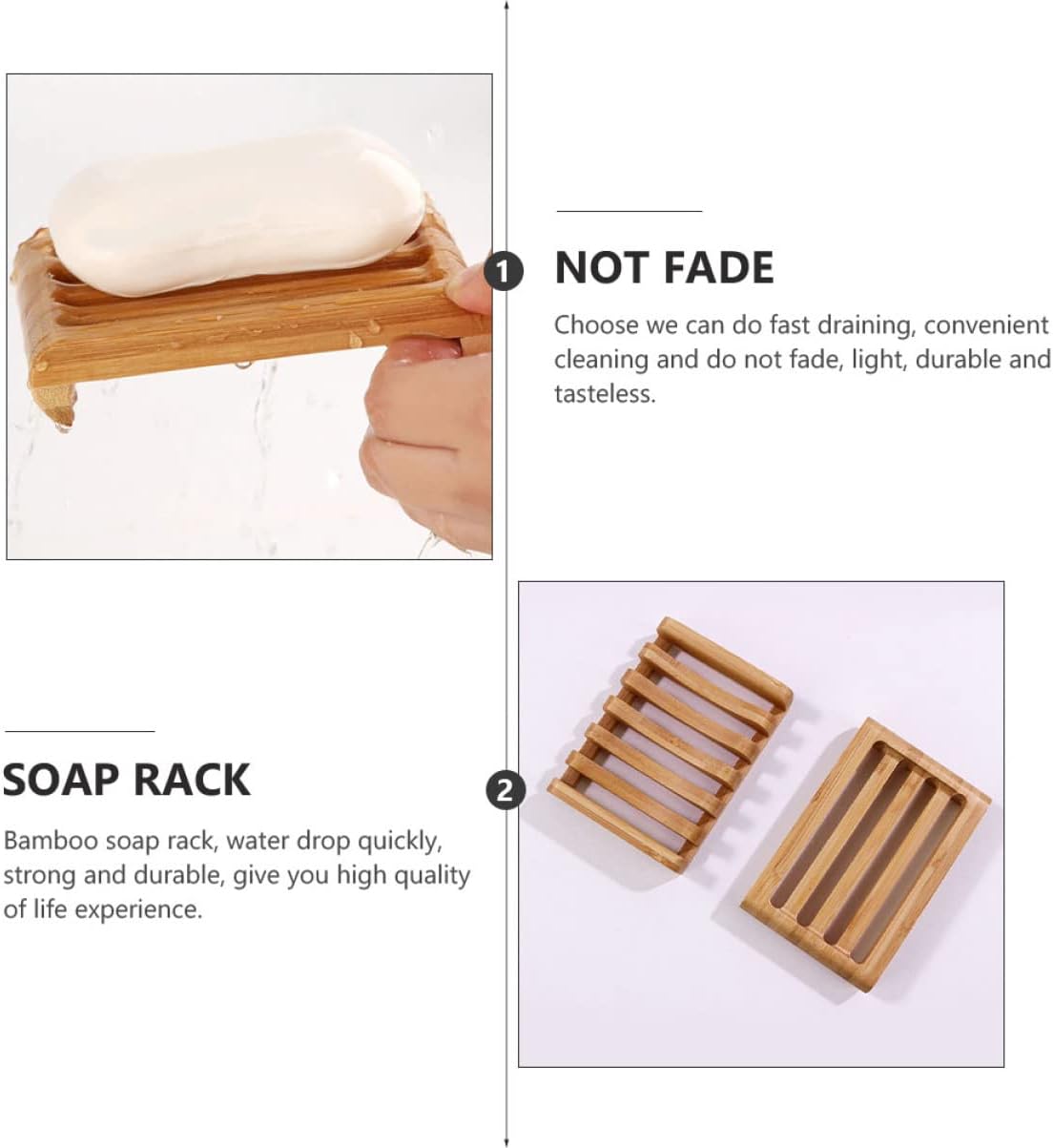 Sturdy bamboo soap holder for bathroom and shower