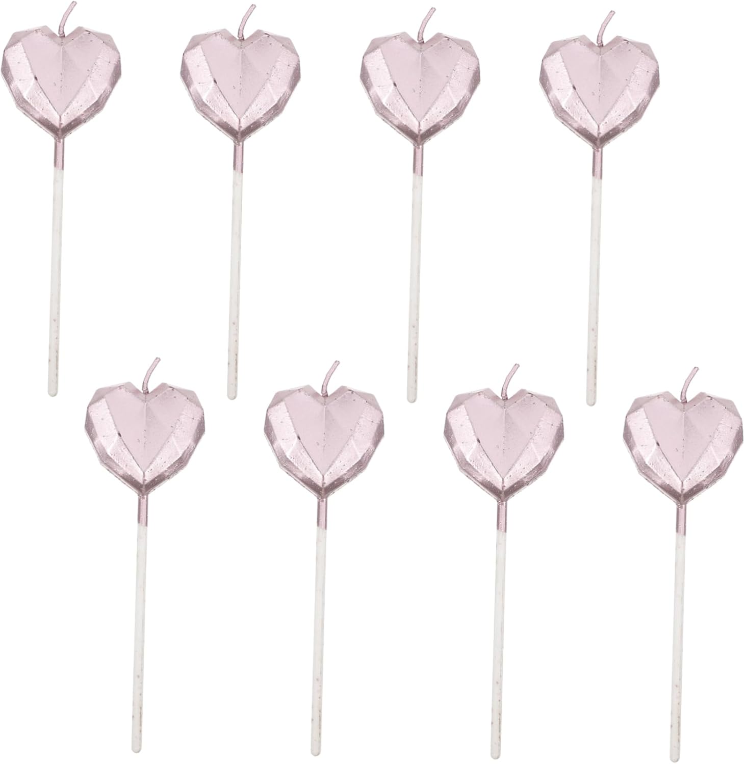 8pcs 3D Heart Birthday Candles for Cake Decorations
