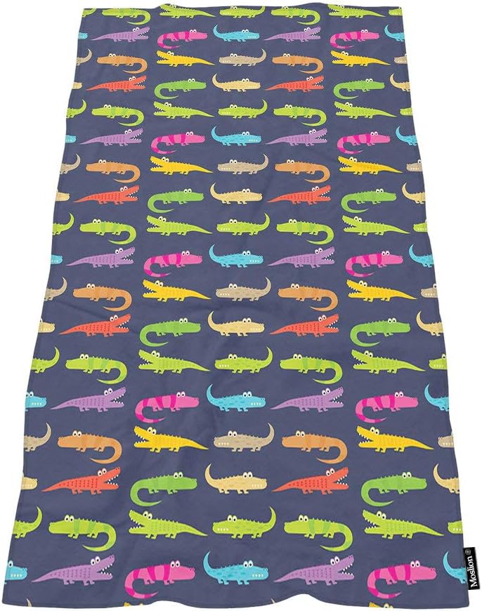 Moslion Kawaii Rainbow Alligator Bath Towel 64x32 Inches