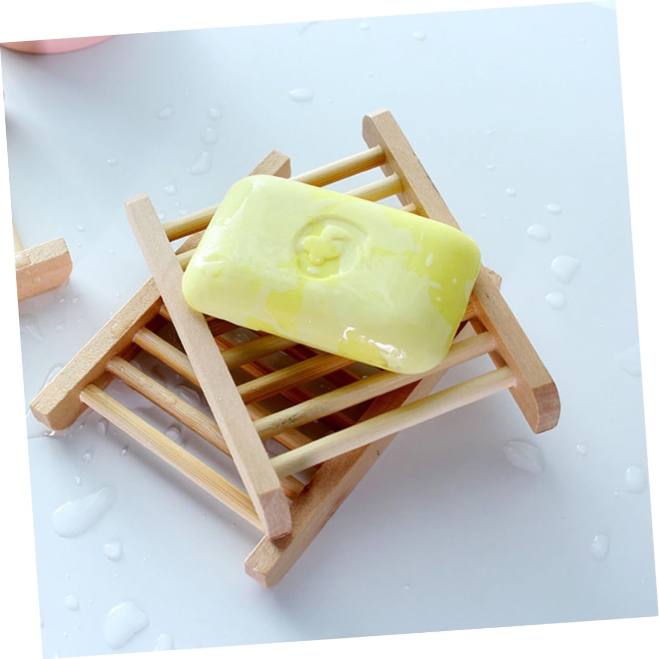 Wooden Soap Tray Holder 6pcs Natural Draining