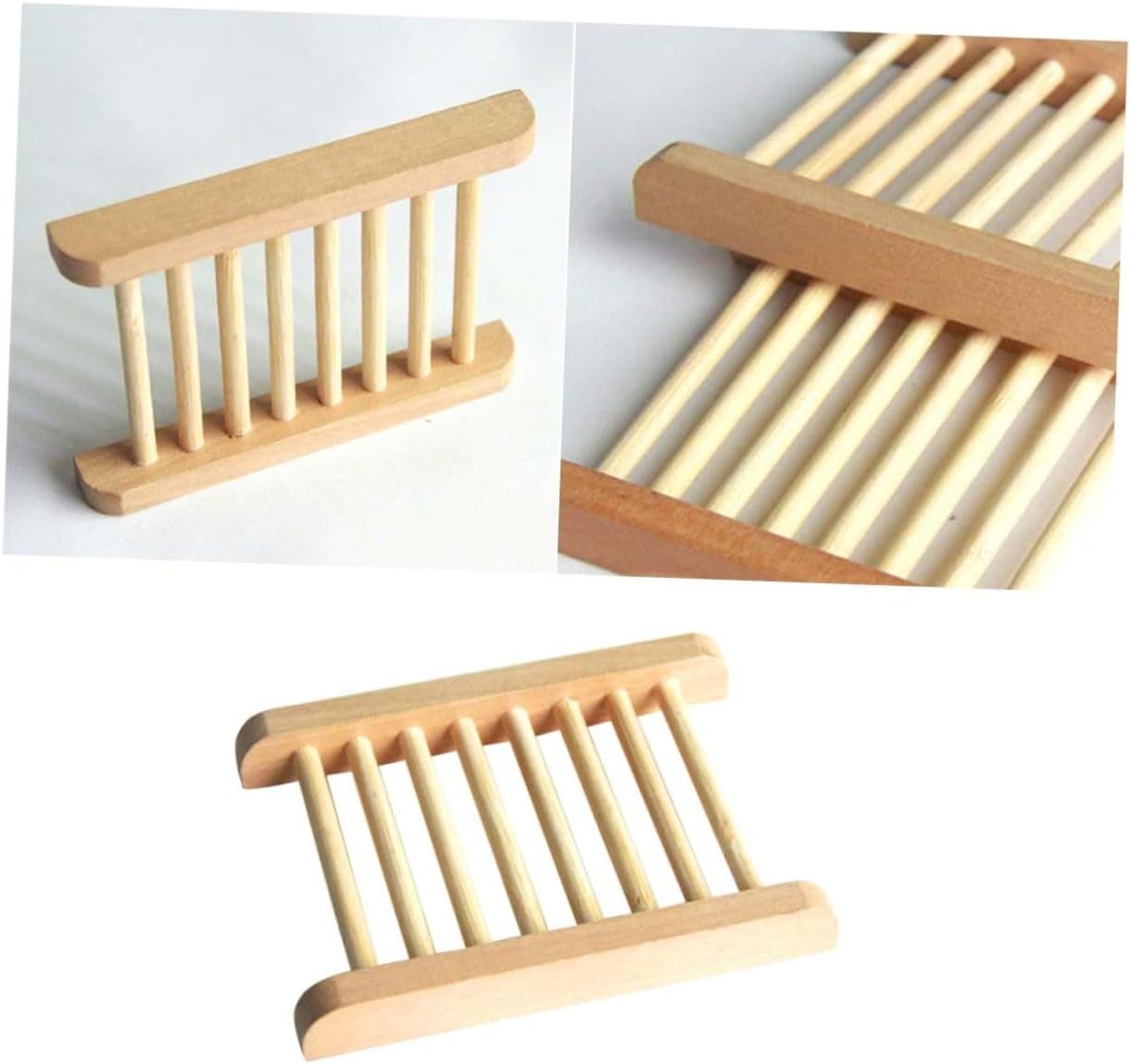 2pcs Natural Wood Soap Tray Holder for Home Bathroom Kitchen
