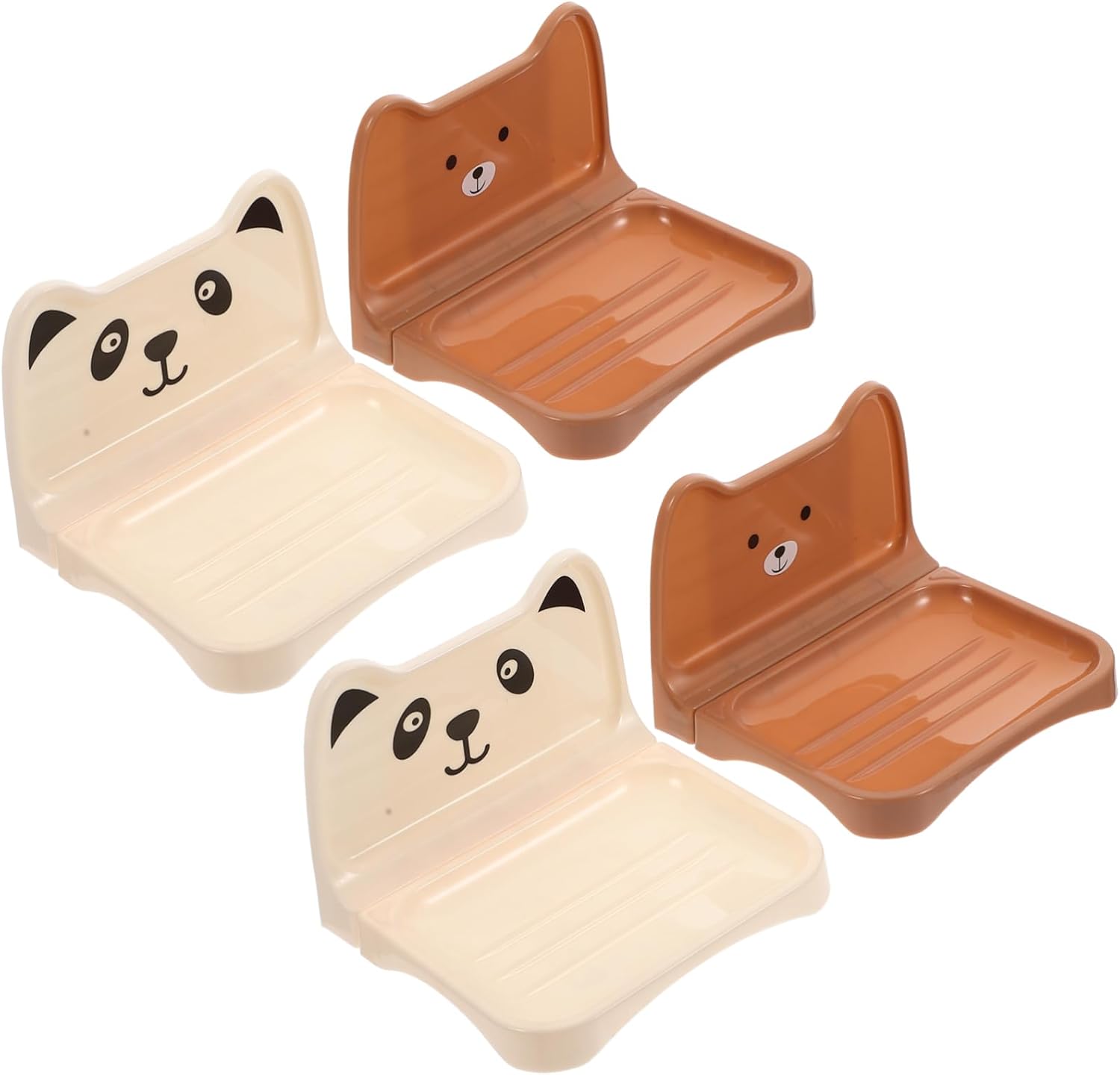 4PCS Cartoon Bear Wall Mounted Soap Racks Suction Cup Holder