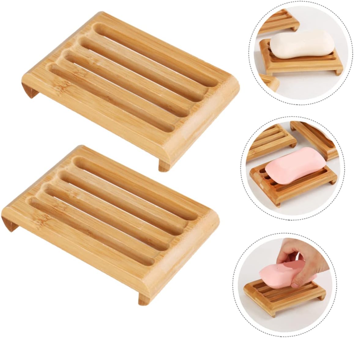 Cedar Soap Dishes Self-Draining Bamboo Holder for Kitchen Bathroom