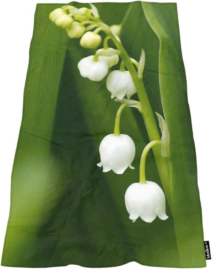 Comfy Bath Towels Lily of The Valley Green for Home Beach Camping