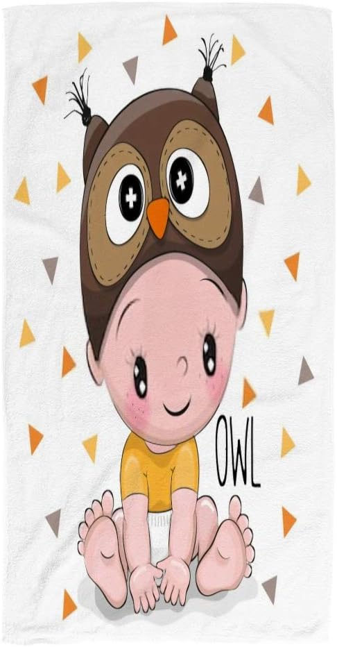 Hapuxt Baby Boy Owl Hat Bath Towel 30x15inch