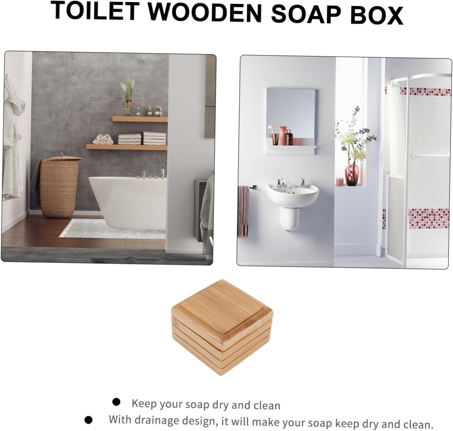 Mobestech Wooden Soap Dish with Lid for Bathroom