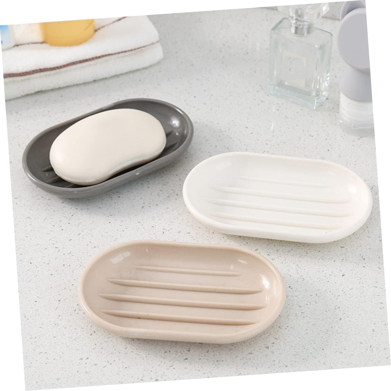 VOSAREA Oval Soap Dish Beige PP Material