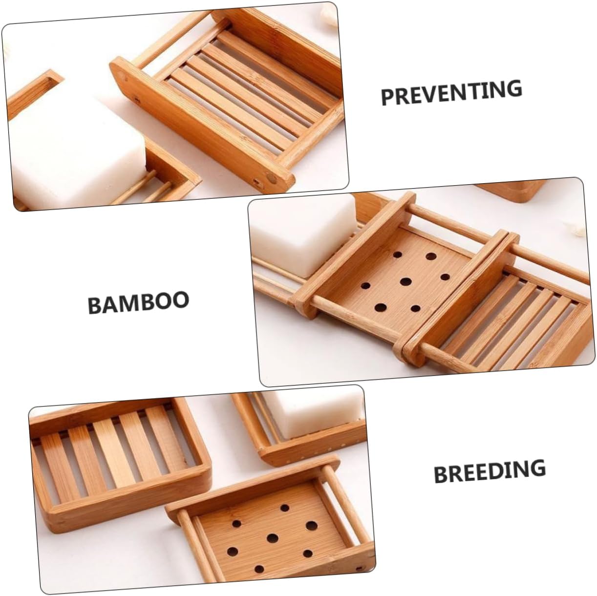 WOONEKY 2Pcs Wooden Bath Soap Holder