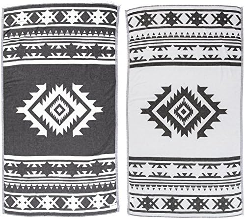 Bersuse Turkish Towel Set of 3 - 39x71 Inches Black