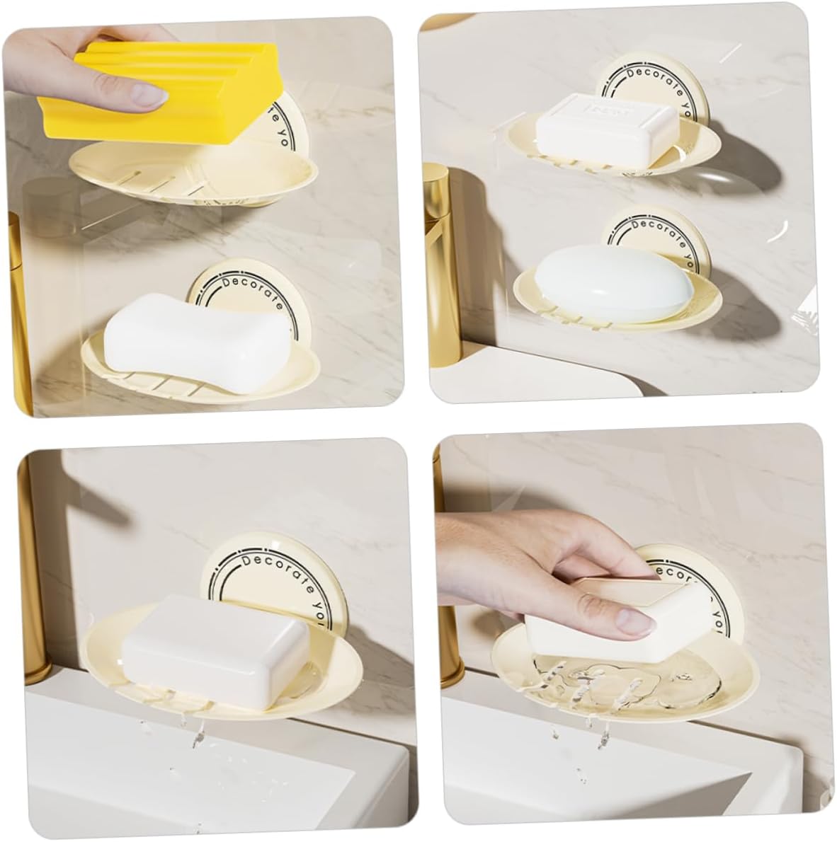 Unomor 2Pcs Wall Mounted Soap Dish Holder for Bathroom and Kitchen