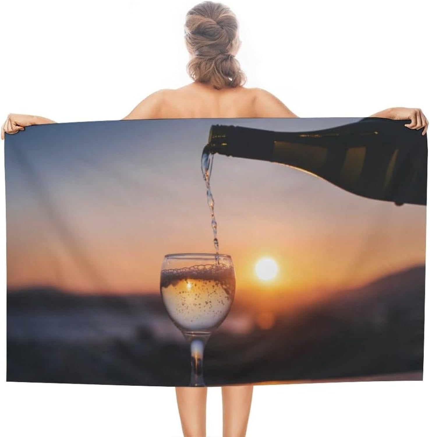 Sxakswol Wine Glass Beach Towel Oversized 36x72 Inch