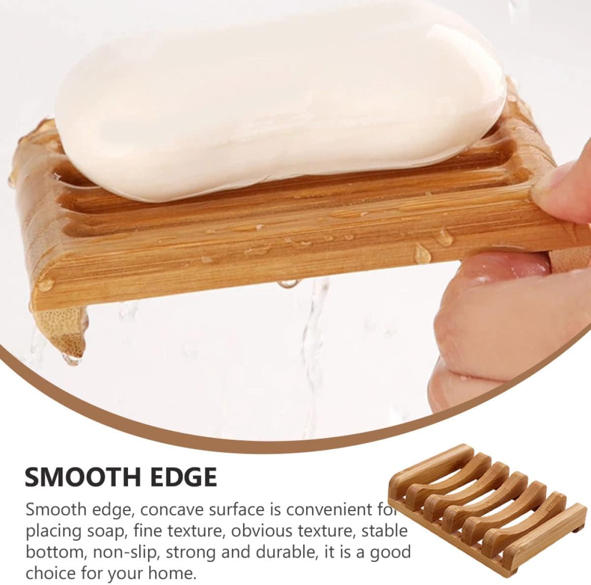 Healifty Bamboo Soap Dish Set 2pcs