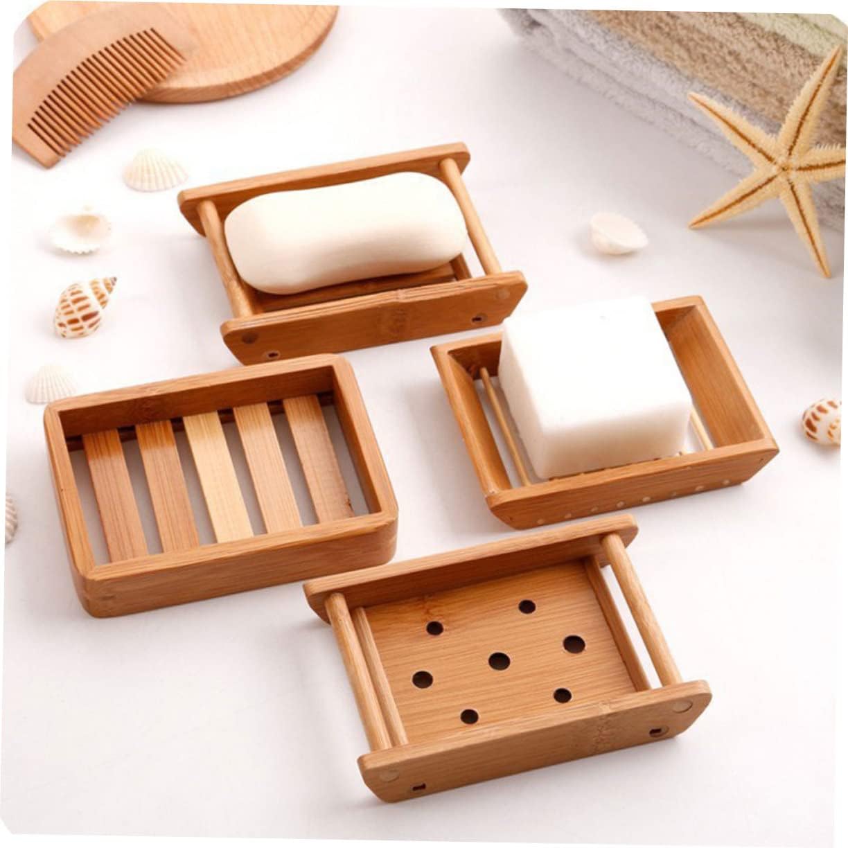 Mobestech Retro Wooden Soap Dish Boat Shape Self Draining