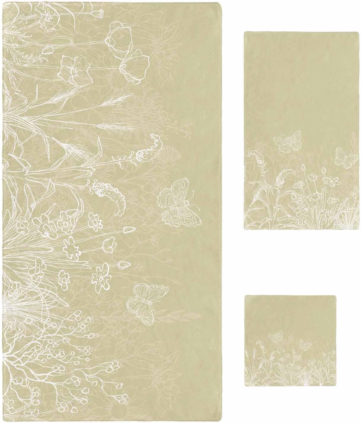 ZOE GARDEN Ivory Yellow Floral Towel Set 3-PC