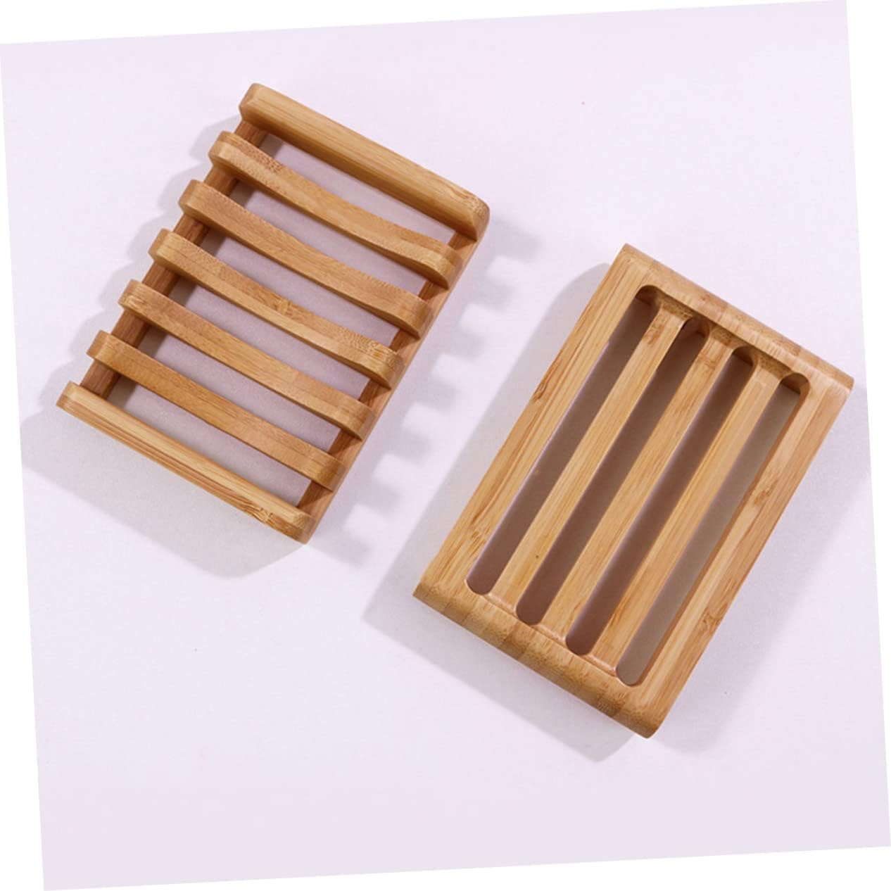 Luxshiny Sturdy Bamboo Wood Soap Dish Drainer