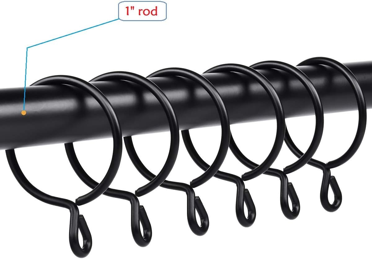 JushengXMX Curtain Rings - 23 Black Metal Set of 14