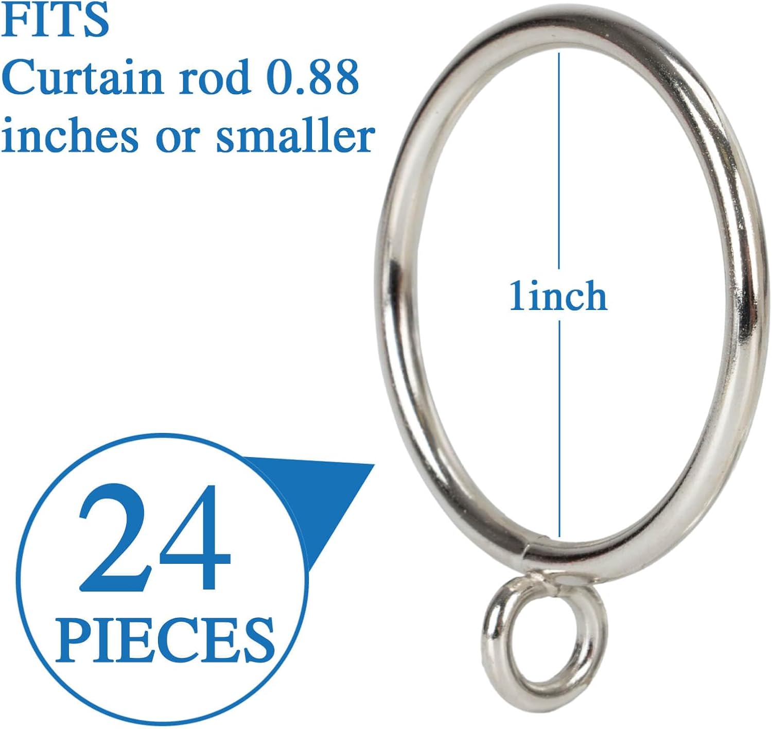 1 Inch Eyelet Curtain Rings 24pc for Pinch Pleat Curtains