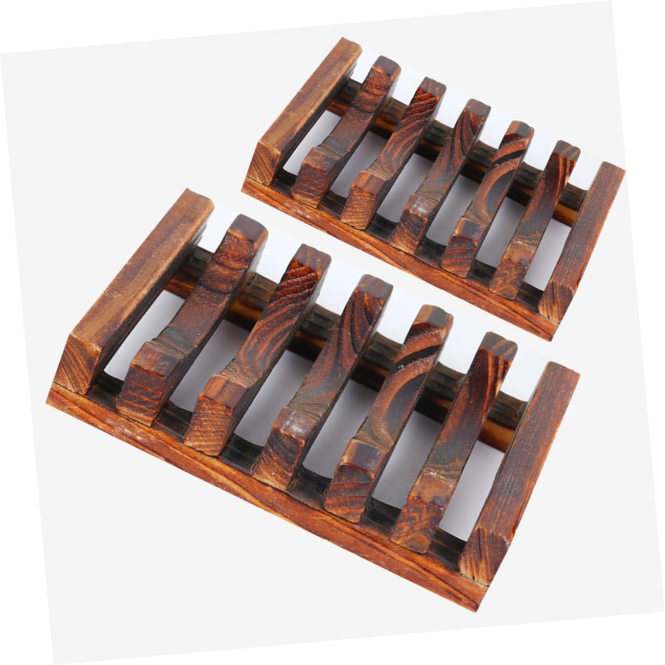 3pcs Carbonized Wooden Soap Dish Set Waterproof Drain Soap Rack