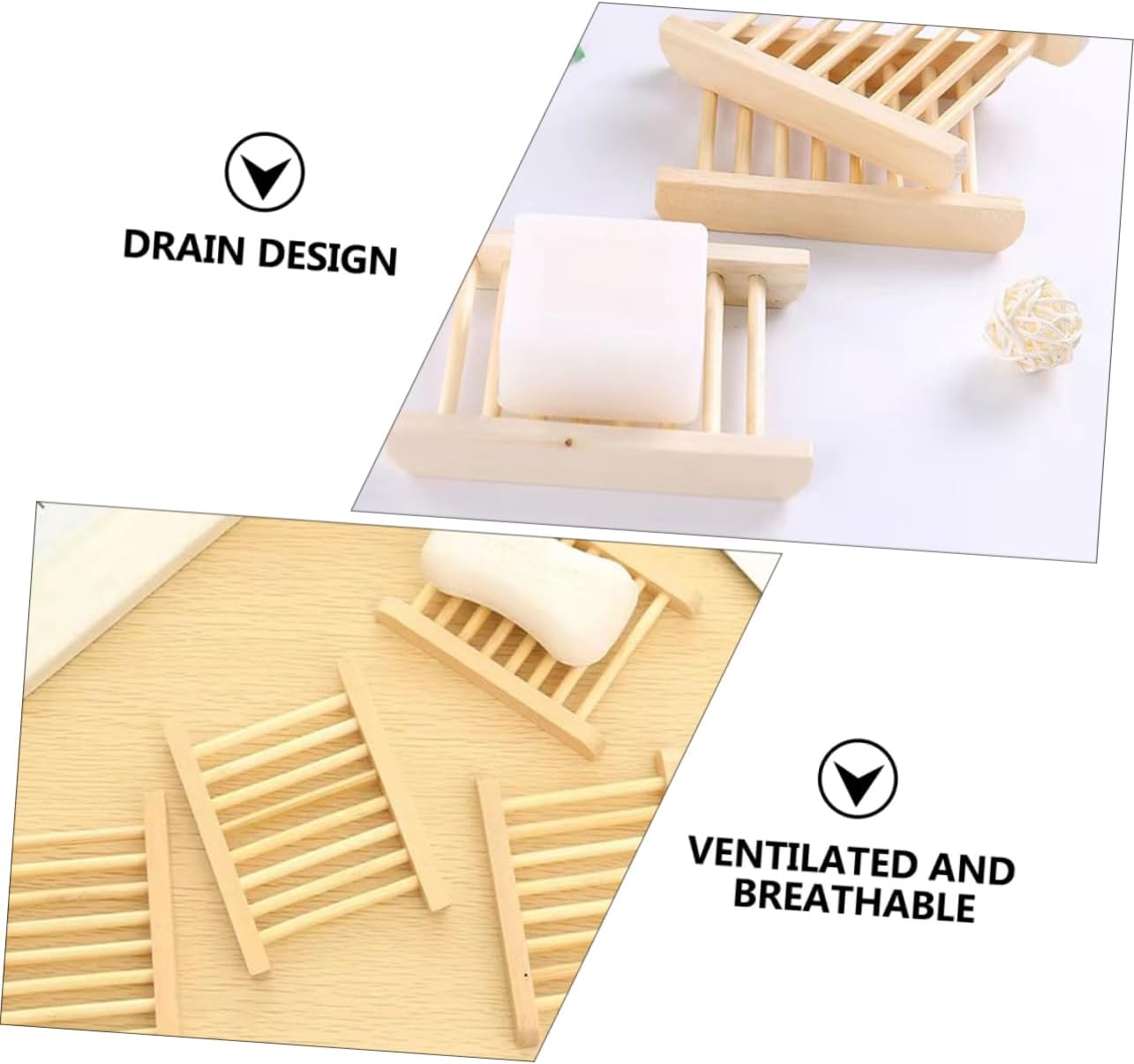 Wooden Soap Tray Drainer Holder for Kitchen and Bathroom
