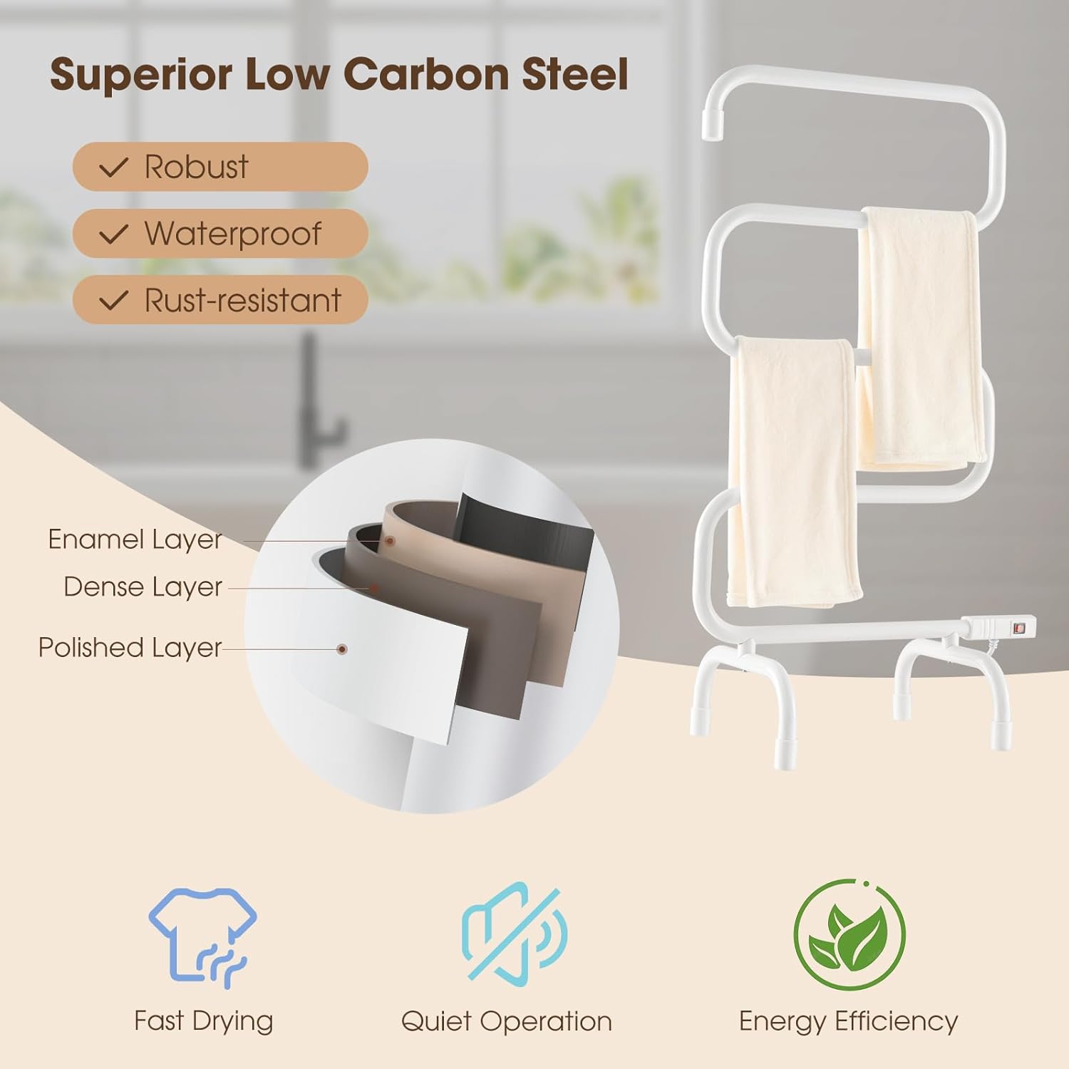 Tangkula Electric Towel Warmer S-Shaped Heated Rack