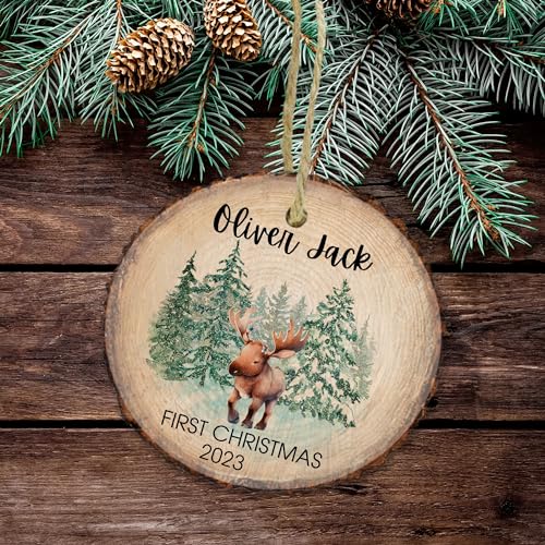 Babys First Christmas Ornament 2023 Natural Wood