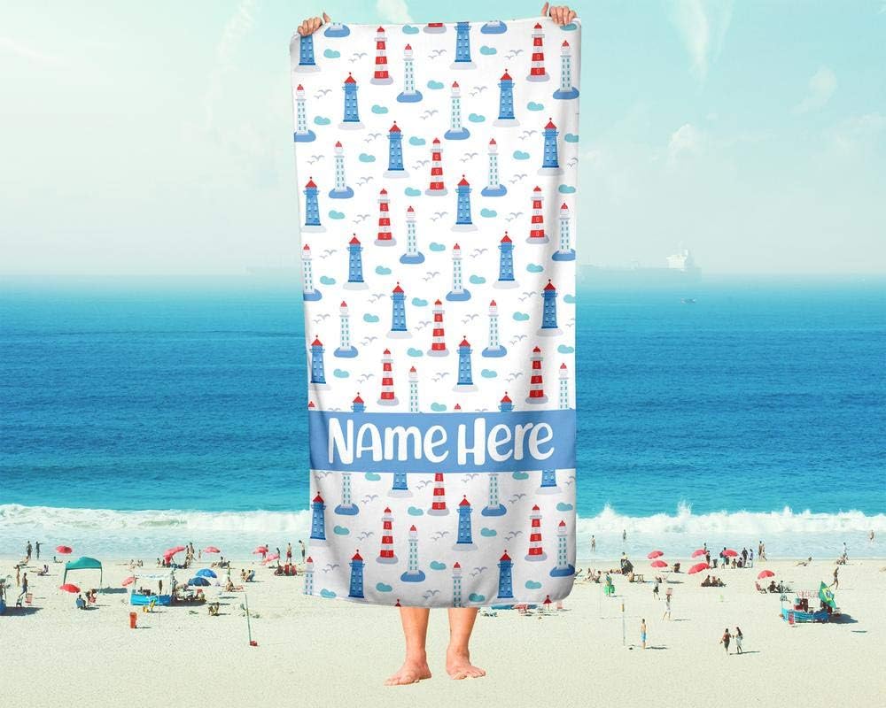 Personalized Corner Extra Large Ocean Lighthouse Towel