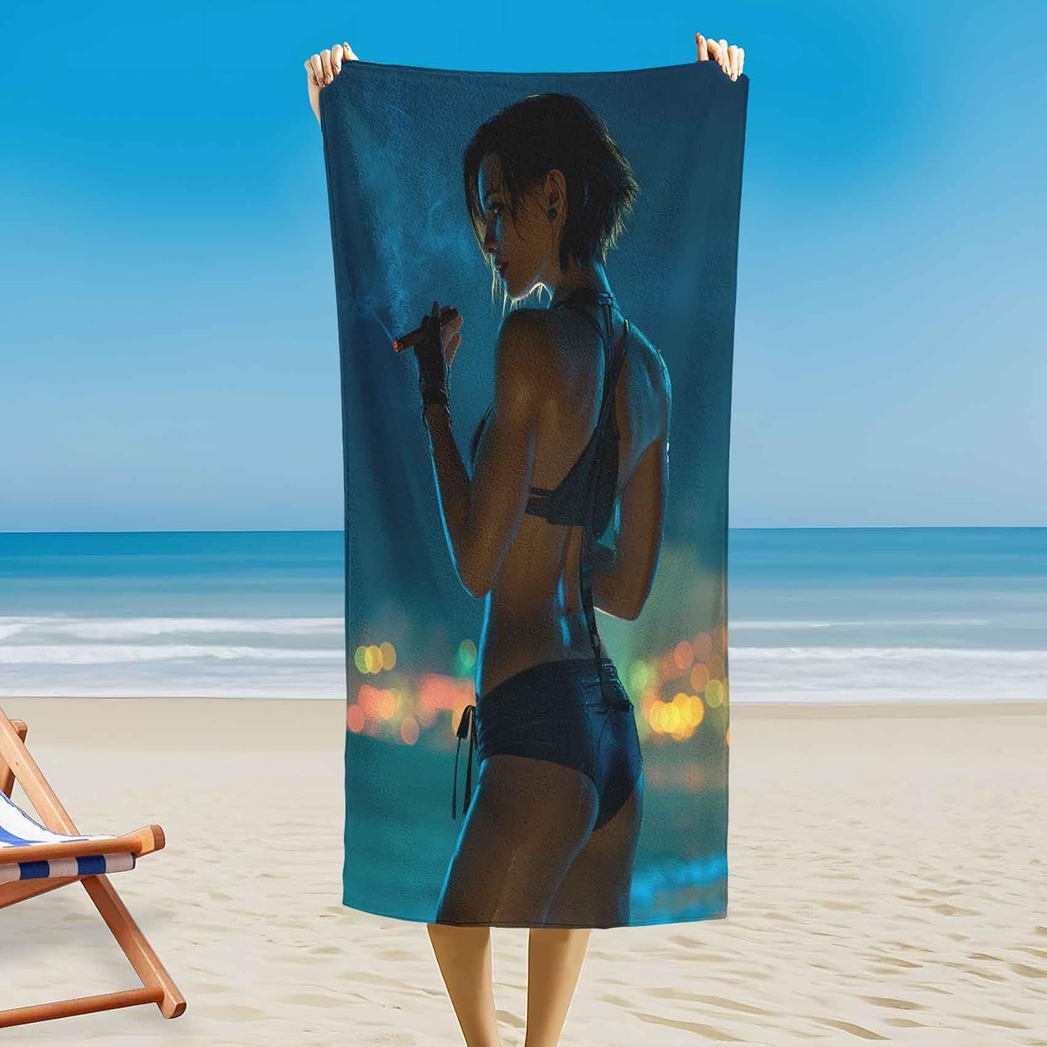 Magnetic Bath Towel for Travel Camping and Beach Use