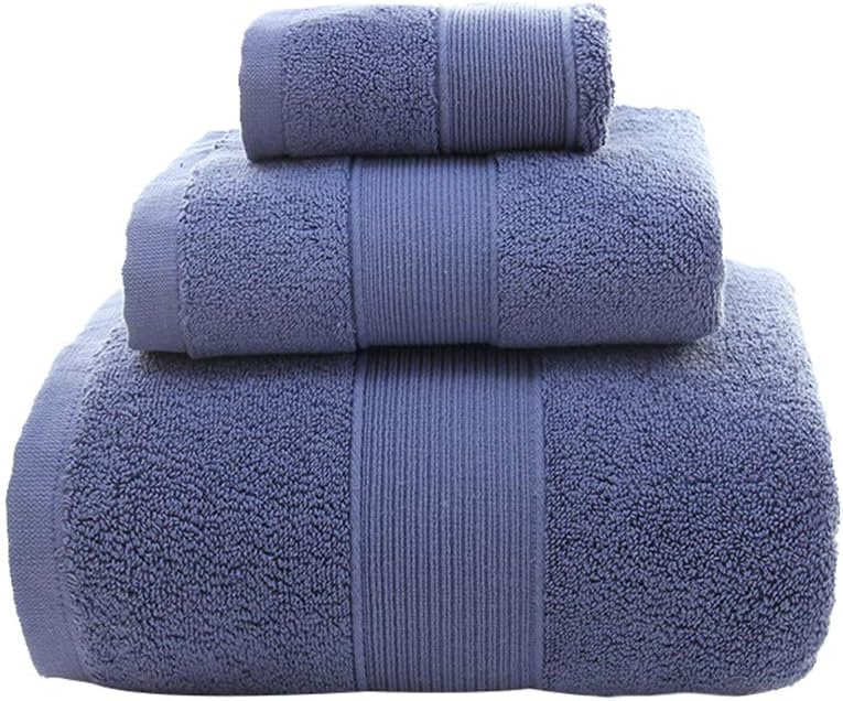 KORADA 3 Piece Cotton Towel Set - Luxury Bath Towels Gift Blue