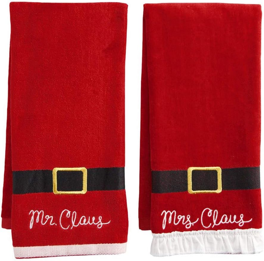Christmas Towels Set of 2 with Santa Belt Design