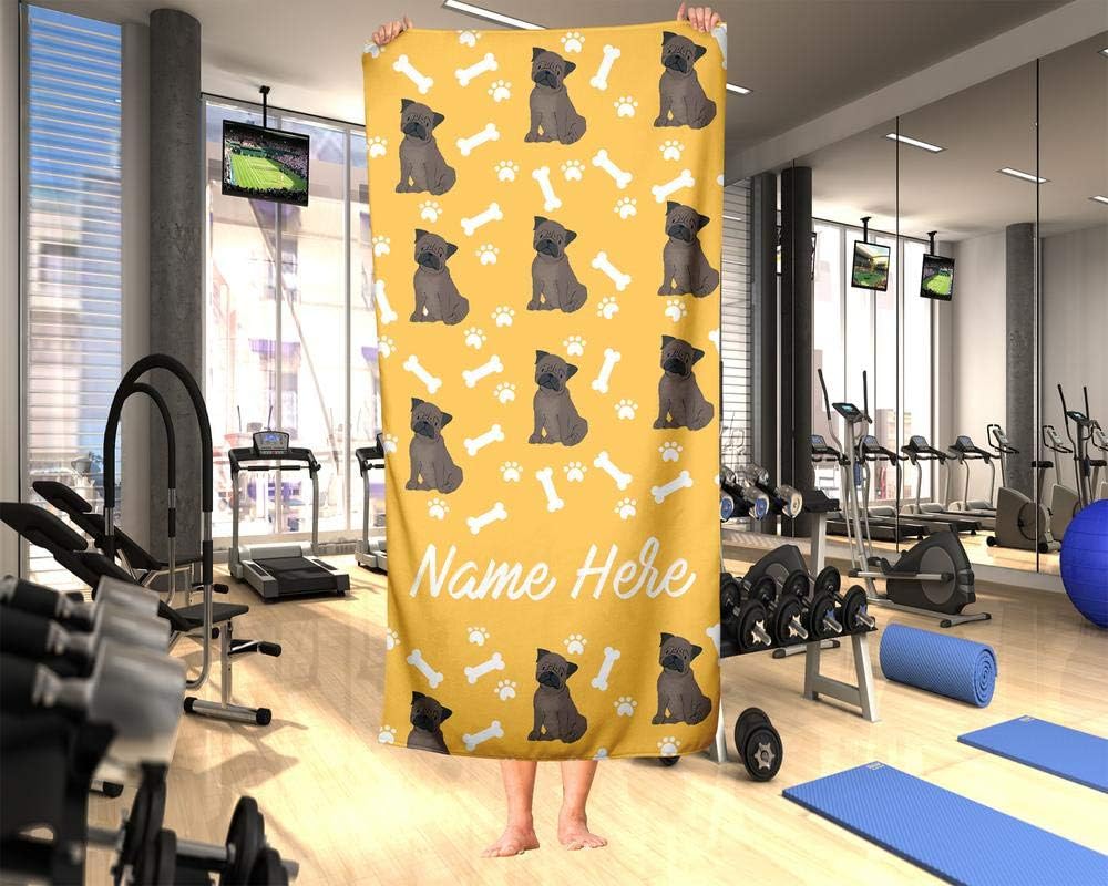 Extra Large Personalized Pet Pug Towel for Kids and Adults