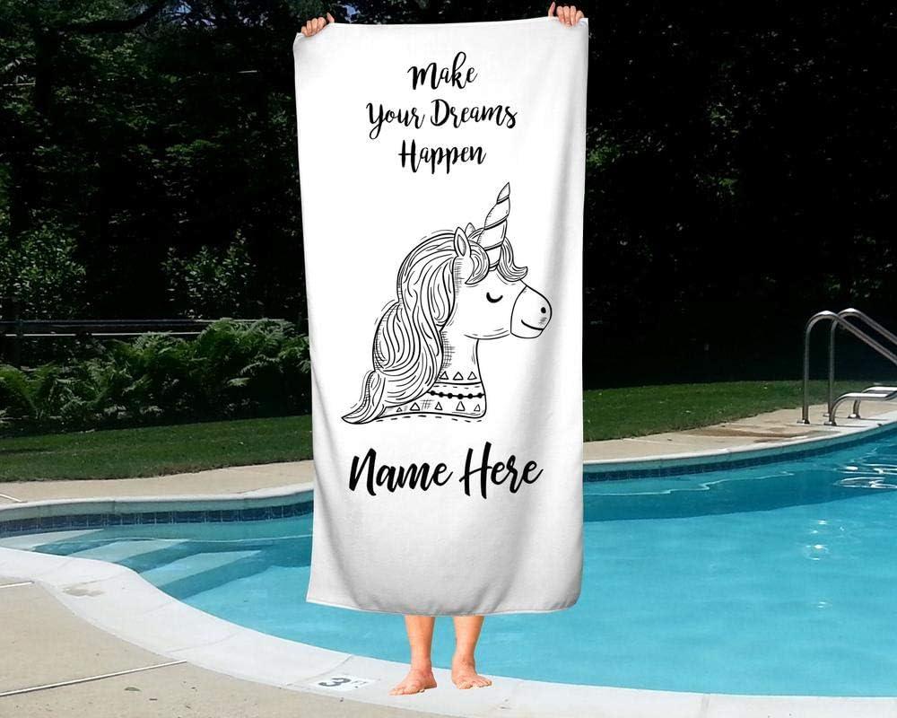 Personalized Unicorn Dreams Extra Large Towel for Kids