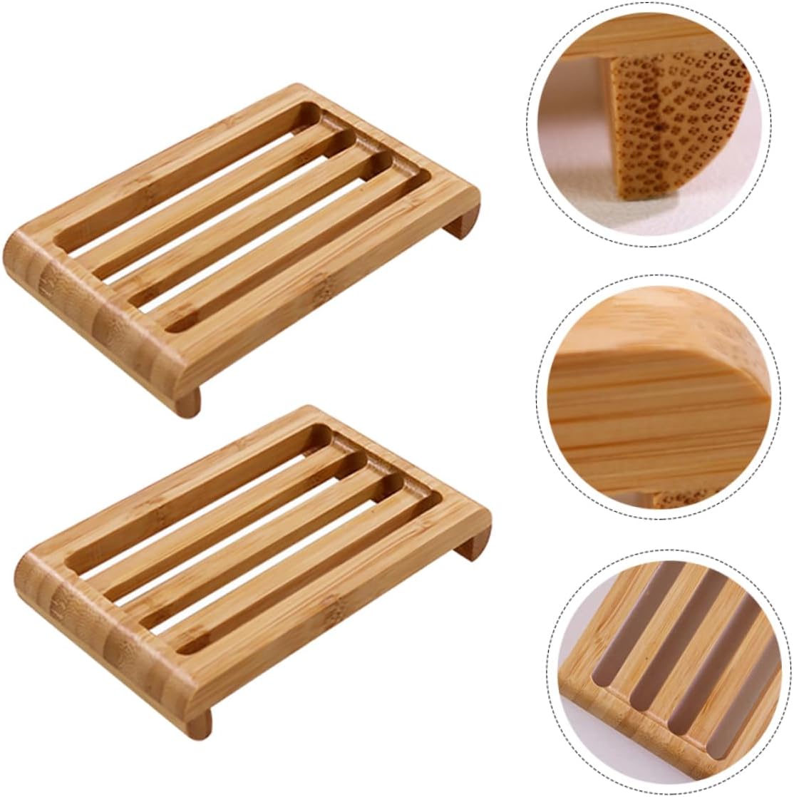 Cabilock 2pcs Bamboo Soap Holder for Bathroom and Kitchen