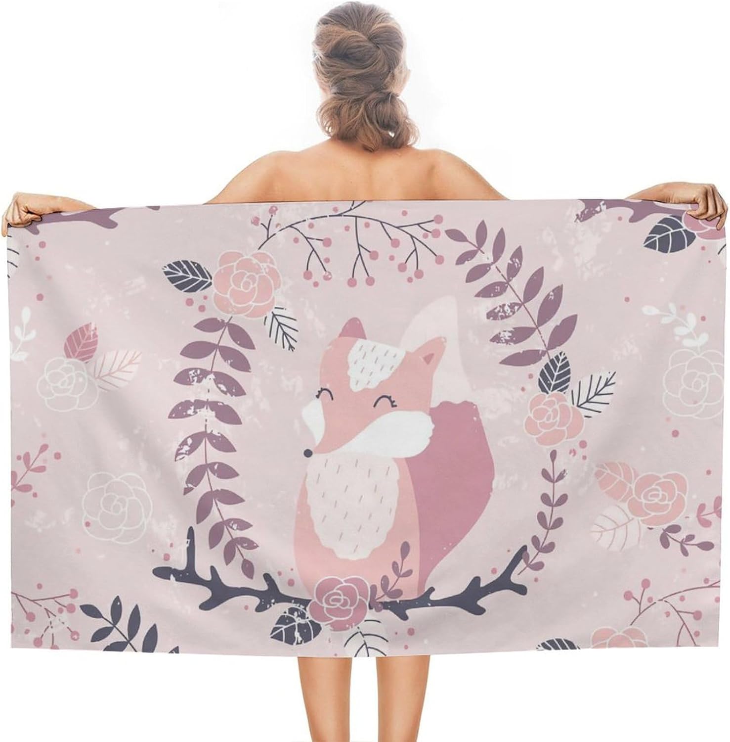 ERHN Cartoon Fox Beach Towels for Adults