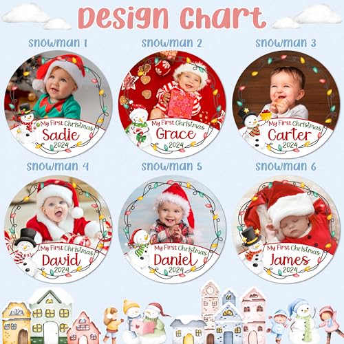 Custom Babys First Christmas Ornament 2024 with Photo Name