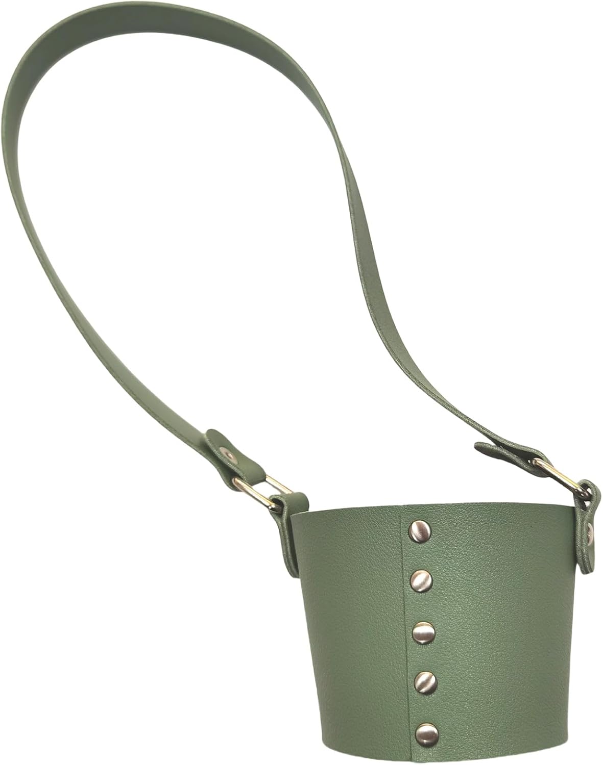 HYBEW Handheld Leather Cup Holder with Handle Green