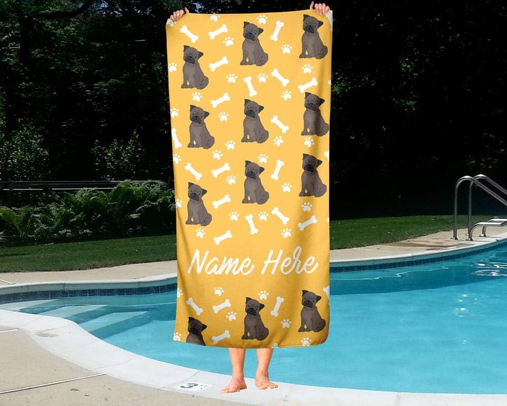 Extra Large Personalized Pet Pug Towel for Kids and Adults