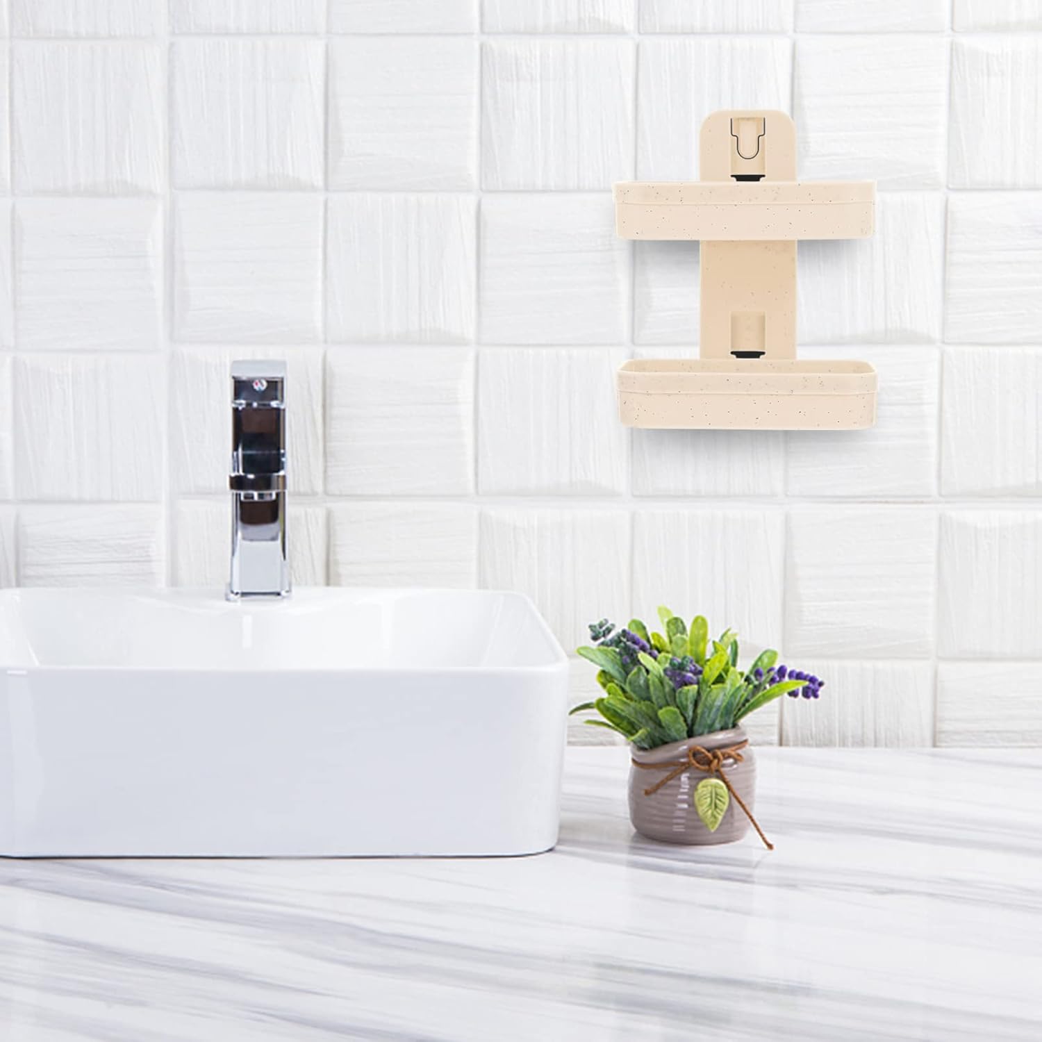 PRETYZOOM Wall Adhesive Double Layer Soap Holder