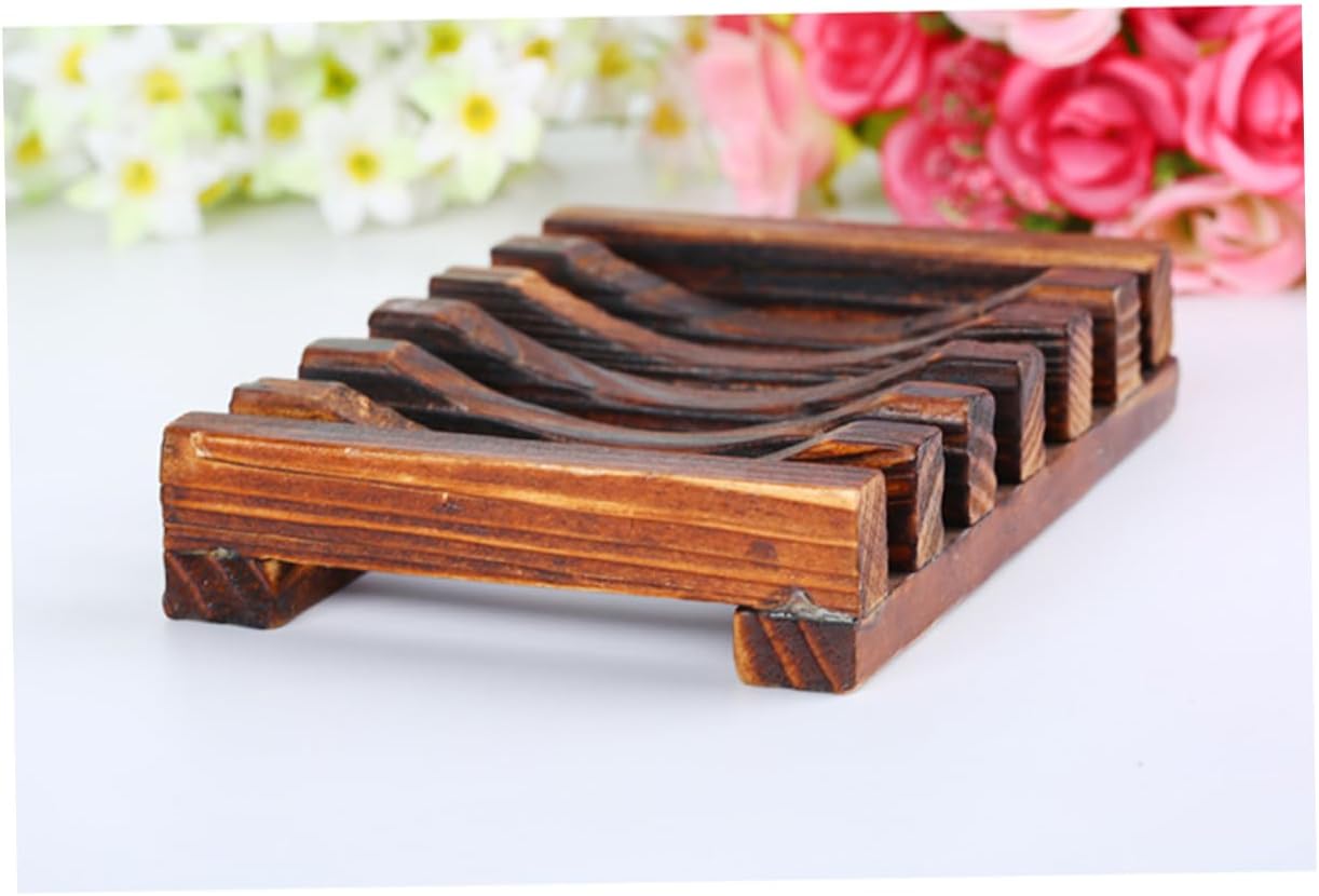 4PC Carbonized Wooden Soap Holder for Bathroom and Kitchen 1