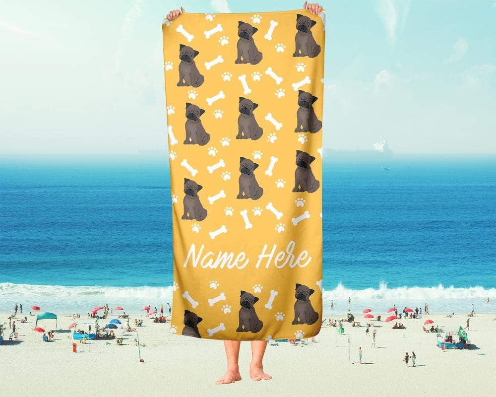 Extra Large Personalized Pet Pug Towel for Kids and Adults