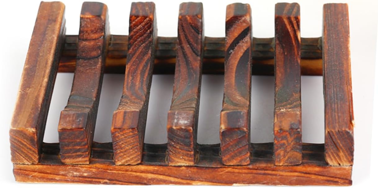 4PC Carbonized Wood Soap Holder for Kitchen Bathroom Countertops