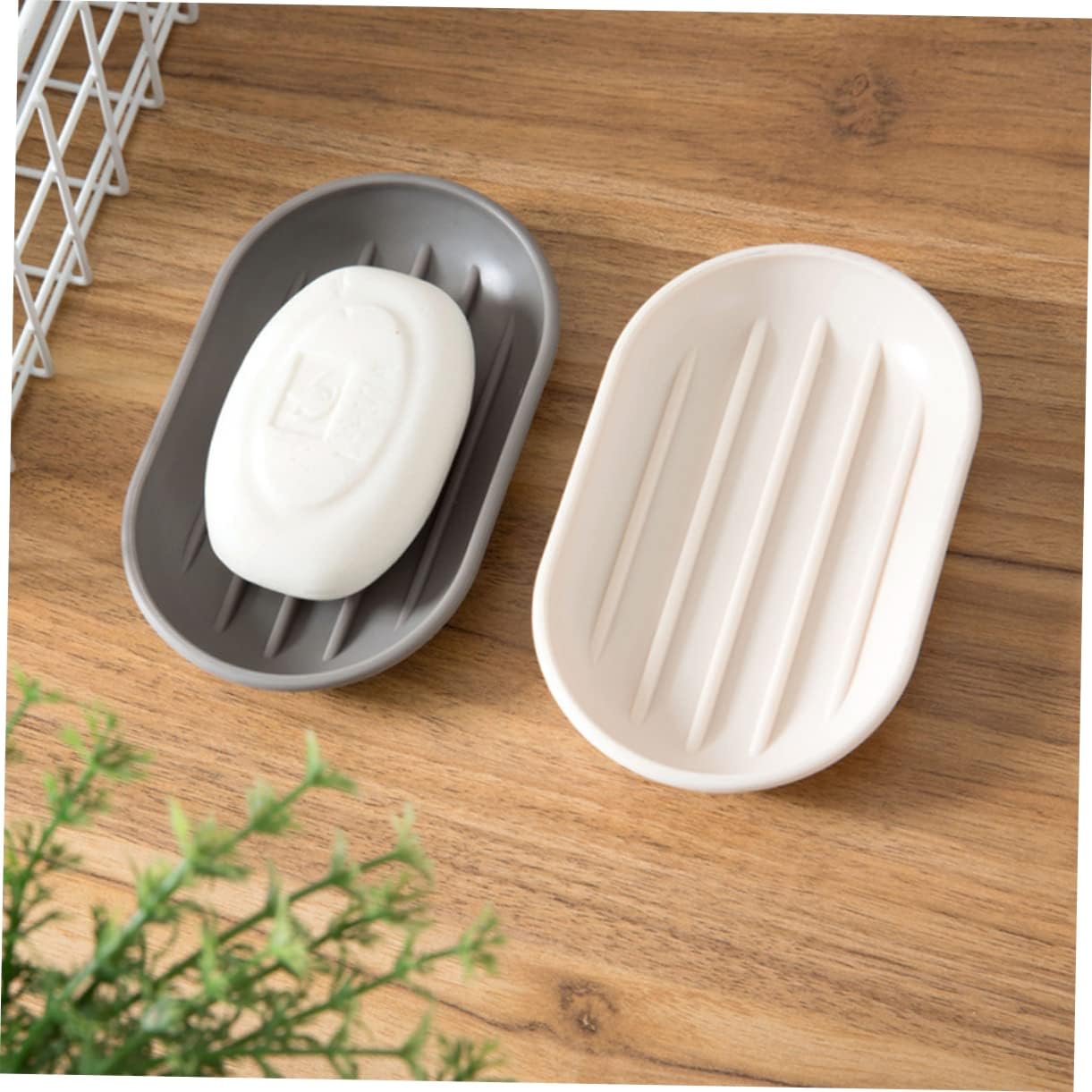 Oval PP Soap Dish for Bathroom Countertop