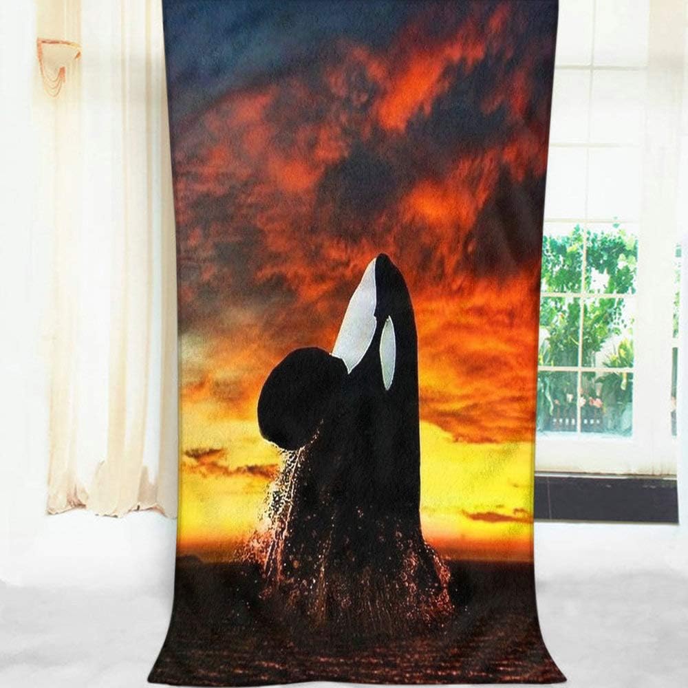 Ocean Orca Whale Pattern Bath Towel 64x32 Inches