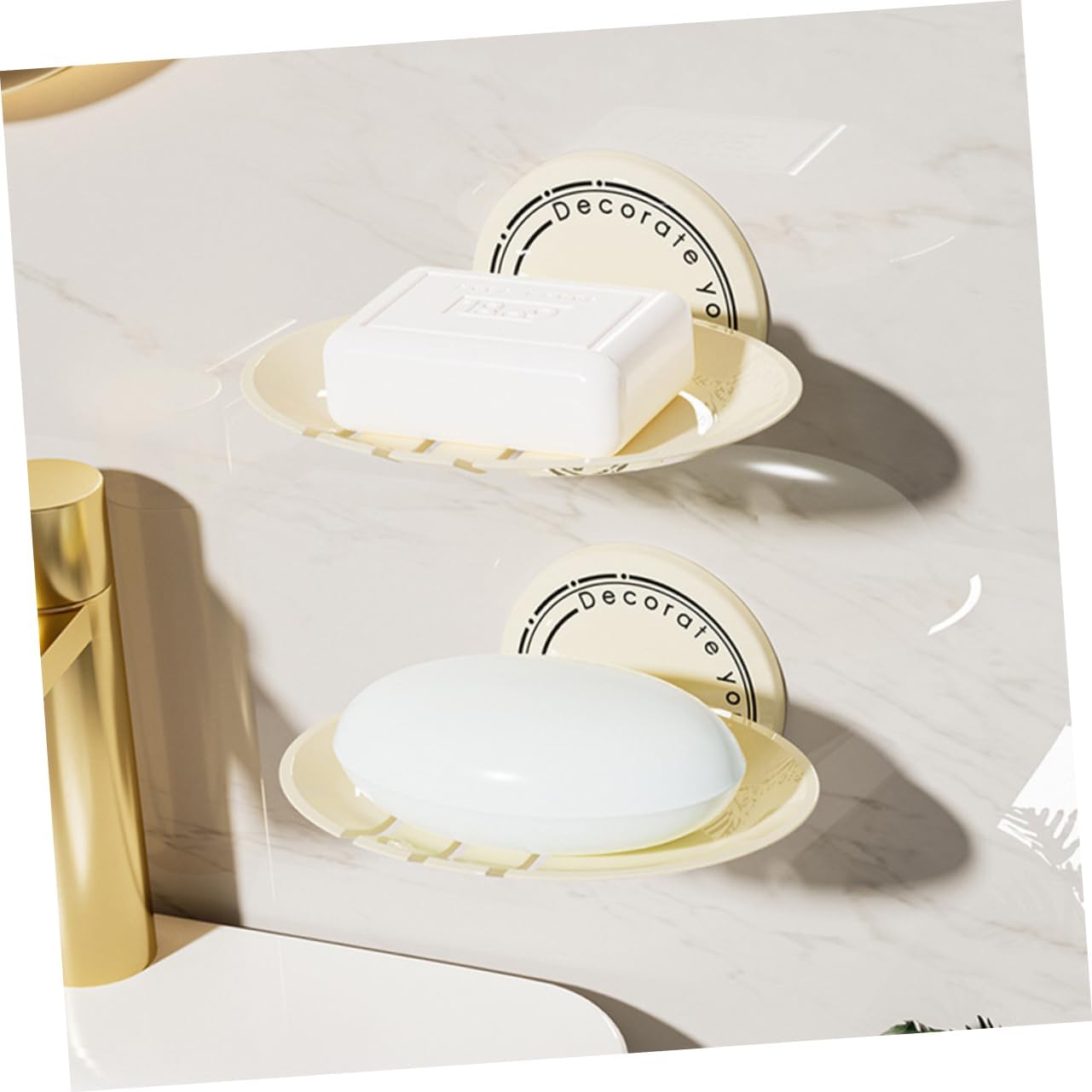 Amosfun 2pcs Self Draining Soap Dish Wall Mounted