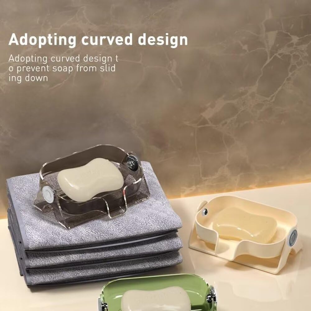 Yellow Self-Draining Bar Soap Dish for Shower and Kitchen
