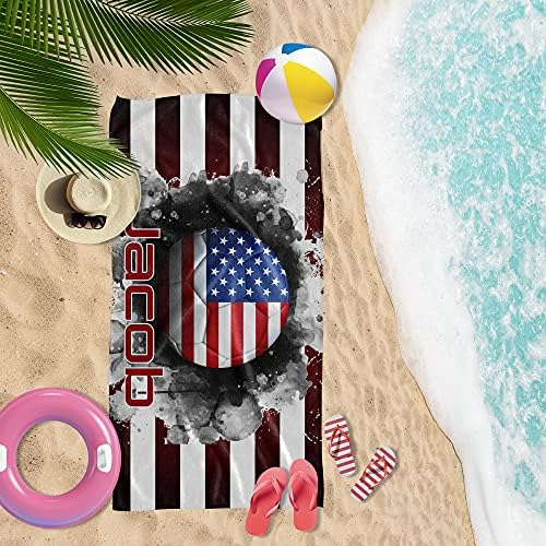 Custom USA Flag Football Towel - Red Black White Striped