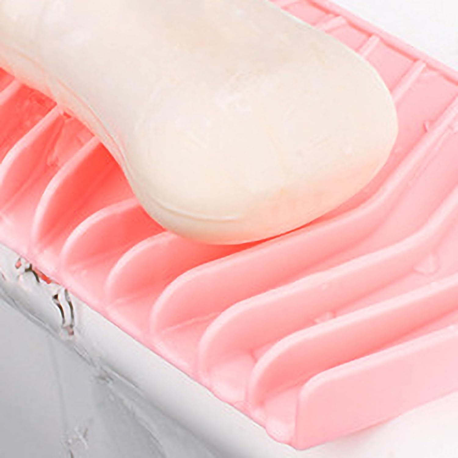 Flexible Silicone Soap Dish with Waterfall Drainage