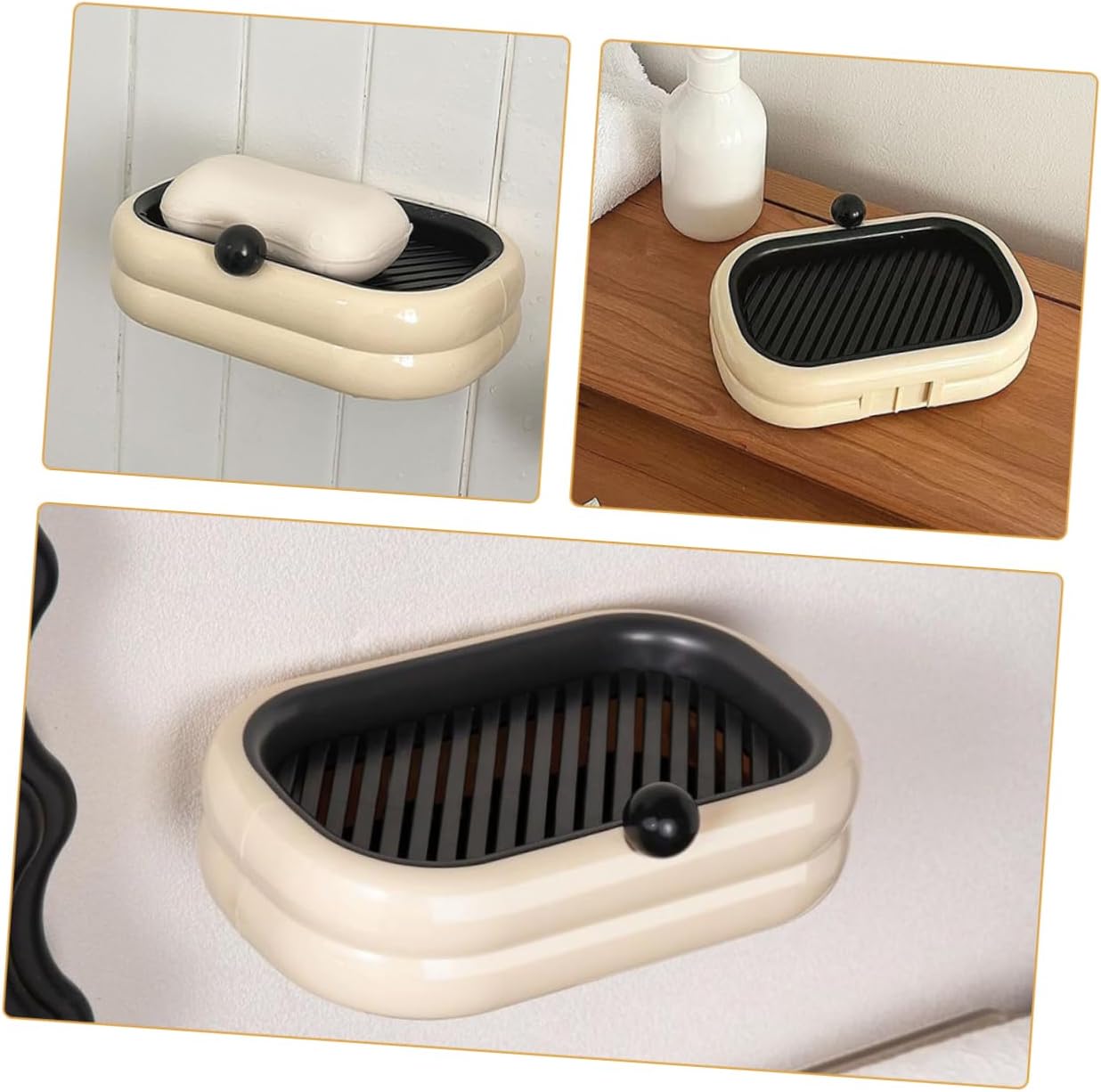 Amosfun Dual Drain Soap Dish Holder for Wall